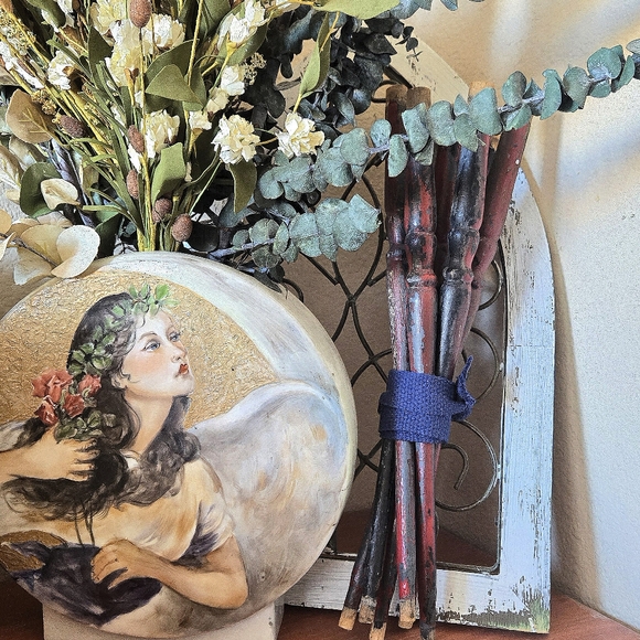 7 Chair Spindles Red & Black Dark Cottagecore Whimseygoth Victorian Gothic Witch - Picture 6 of 7